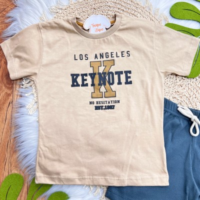 Conj. Camiseta Keynote e Bermuda - Caramelo e Chumbo